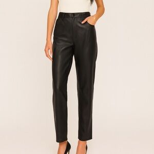 Abercrombie & Fitch 90s Straight Pants Vegan Leather Women’s Size 25 Black